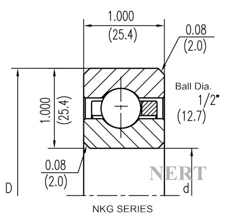 NKG(Φ25.4)等截面薄壁深溝球軸承剖面