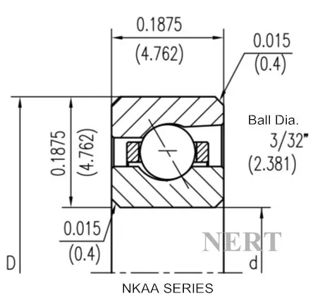 NKAA(Φ4.763)等截面薄壁角接觸球軸承剖面